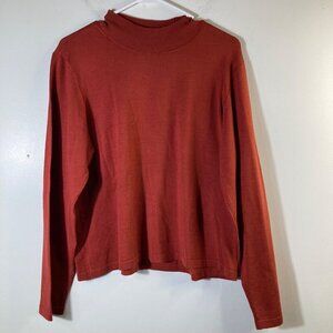Womens Vintage Henry Lee Silk Blend Mock Neck Knit Sweater Orange XL Silk‎ Nylon